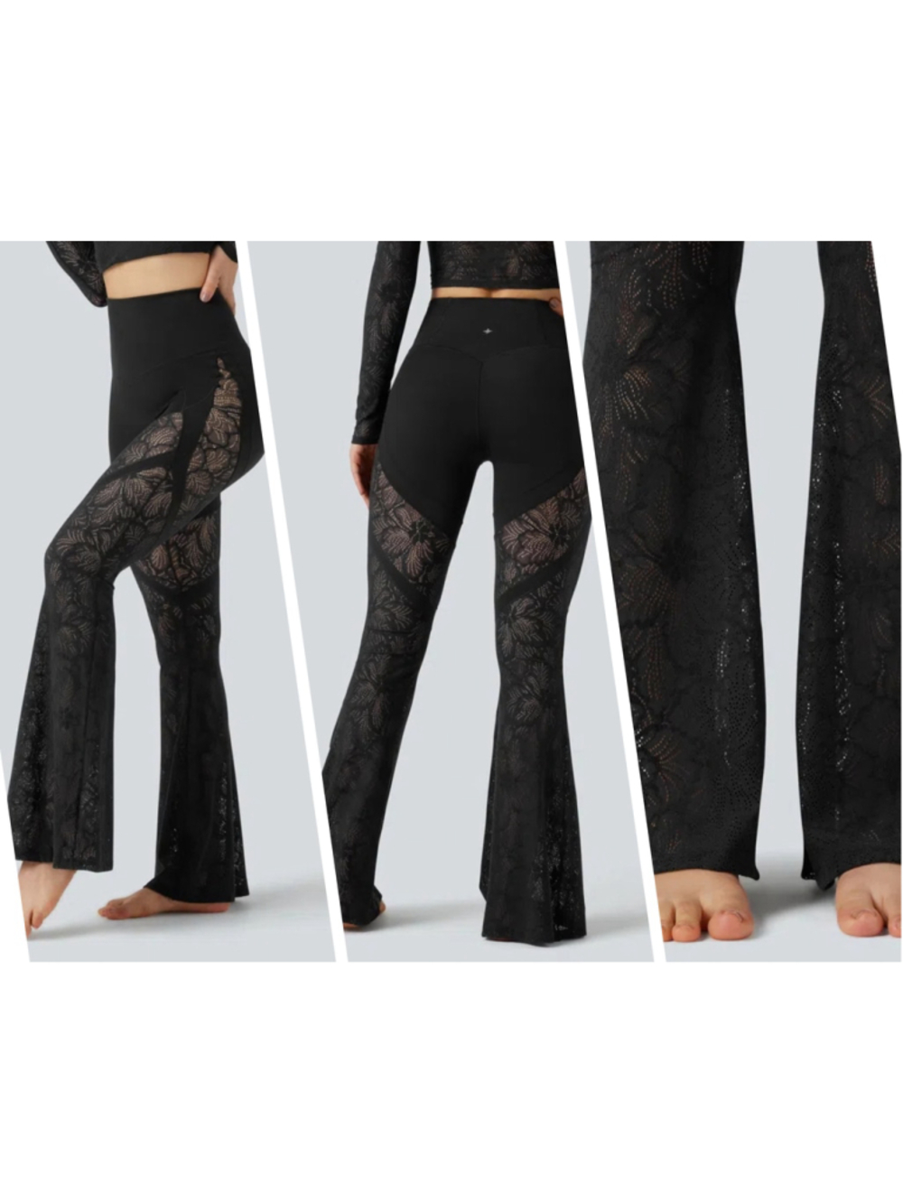Halara UltraSculpt High Waisted Tummy Control Lace Yoga Flare Leggings M NWT